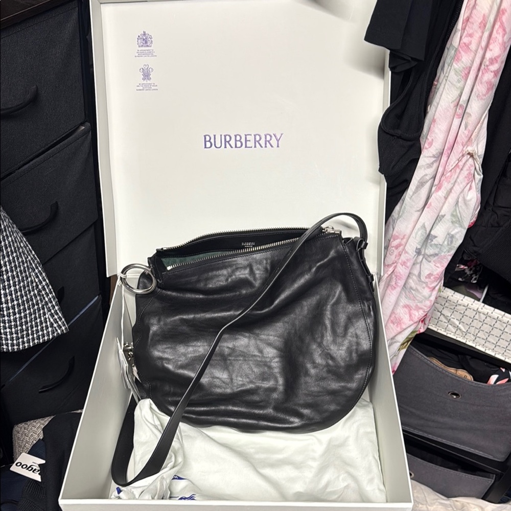 Burberry Black Shoulder Bag with Slouchy Leather Design